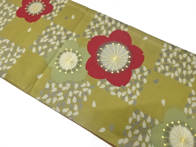 JAPANESE KIMONO / FUKURO OBI FOR FURISODE / WOVEN SAKURA